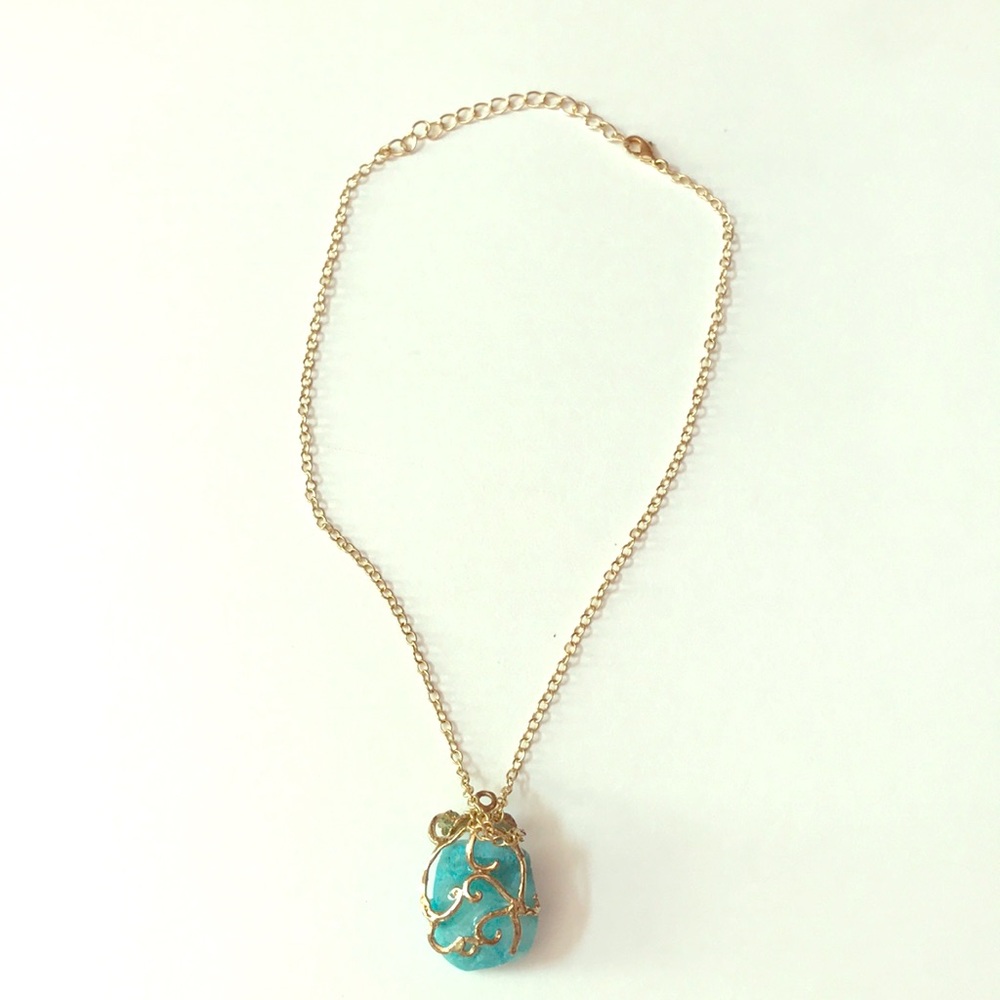 Gold And blue necklace